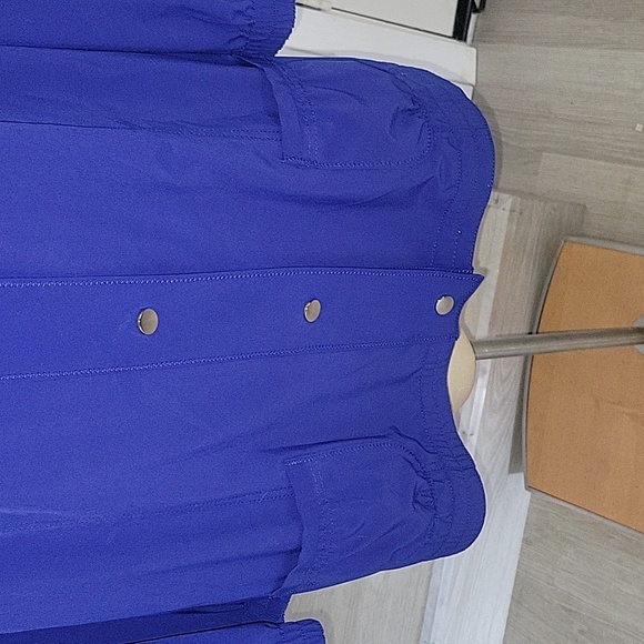 Chico's Button Front Jacket Collared 3/4 Sleeve Pockets Blue 3XL contemporary - Picture 4 of 7